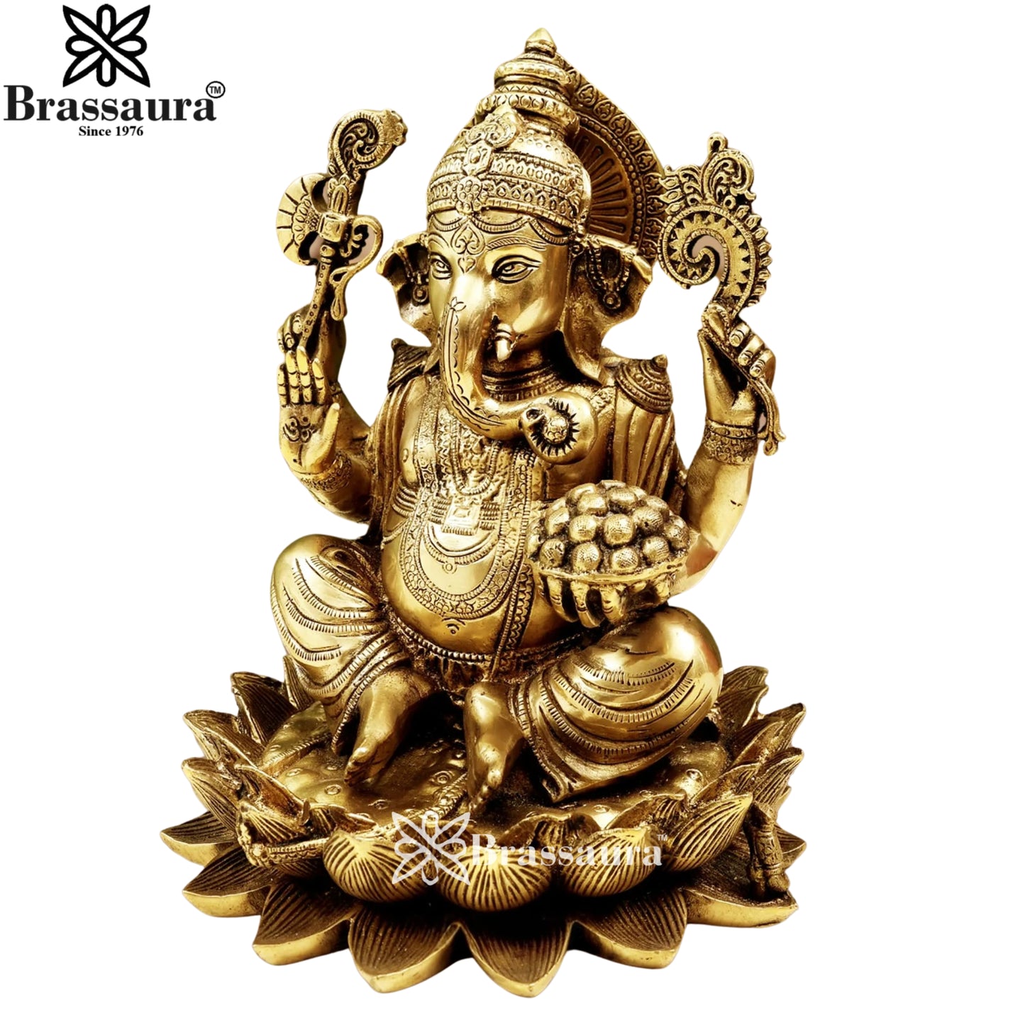 Brass Super fine Lotus Ganesha Weight 7.8 Kg & Height 12 Inch