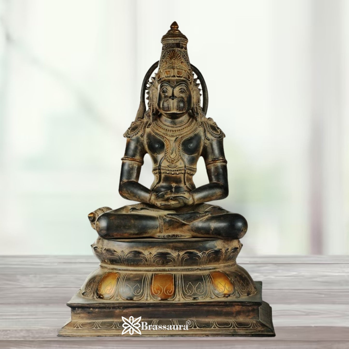 Brass Antique Hanuman Statue Weight 14.5 Kg And Height 16 Inch