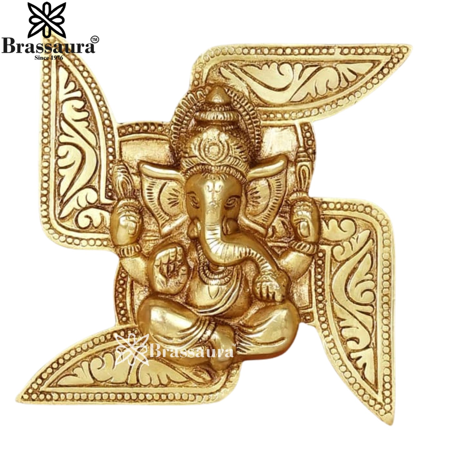Brass Swastik Ganesha Statue Weight 1 Kg & Height 7 Inch