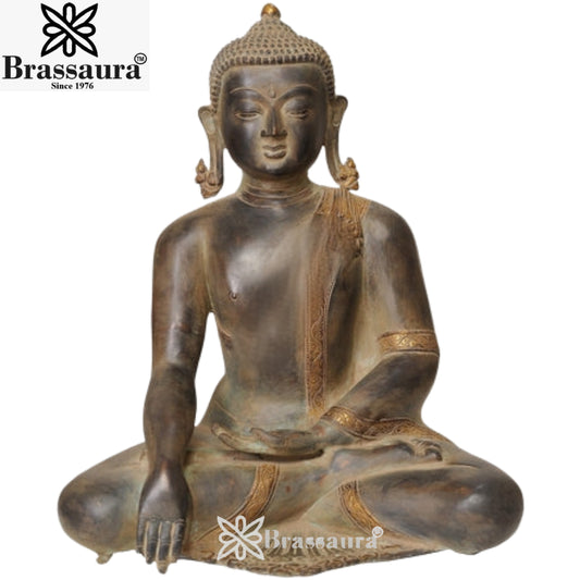 Brass Bhumisprasa Buddha Weight 10 Kg & Height 15 Inch