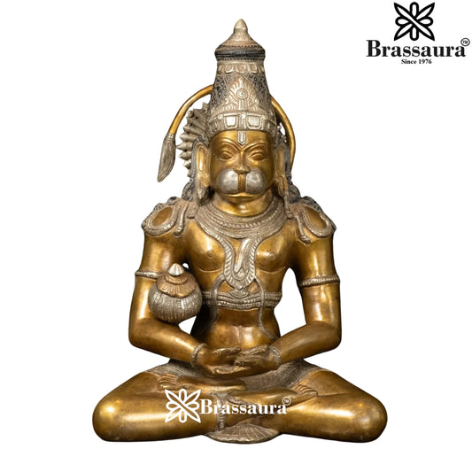 Brass Dhyan Mudra Hanuman Statue Weight 8.2 Kg And Height 13 Inch