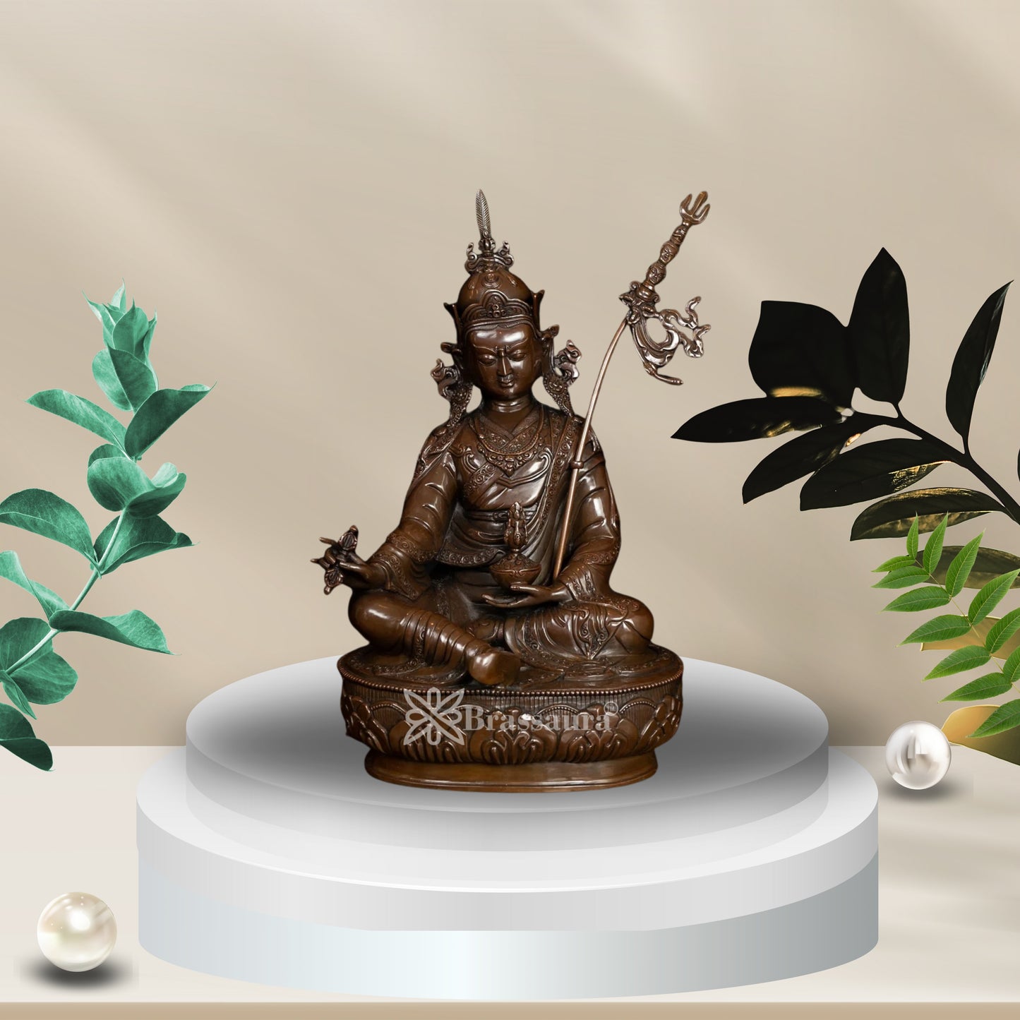 Nepali Copper Rinpoche Statue Weight 4.8 Kg And Height 14.5 Inch