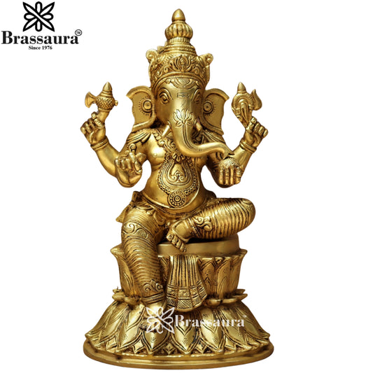 Brass Super fine Ganesha Statue Weight 9.5 Kg & Height 15 Inch