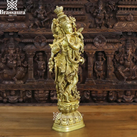 Brass Royal Gold Krishna Murti Weight 15.5 Kg And Height 30 Inch