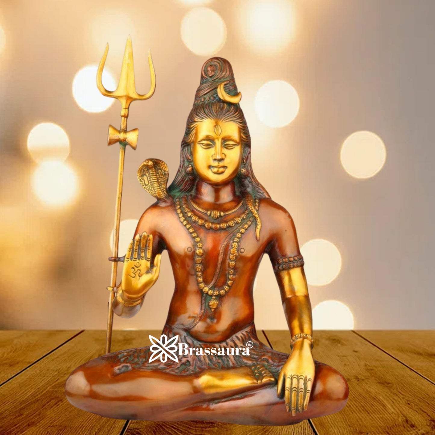 Brassaura™ Premium Brass Shiva Idol – Height 20 Inches & Weight 12 Kgs | Traditional Temple Statue