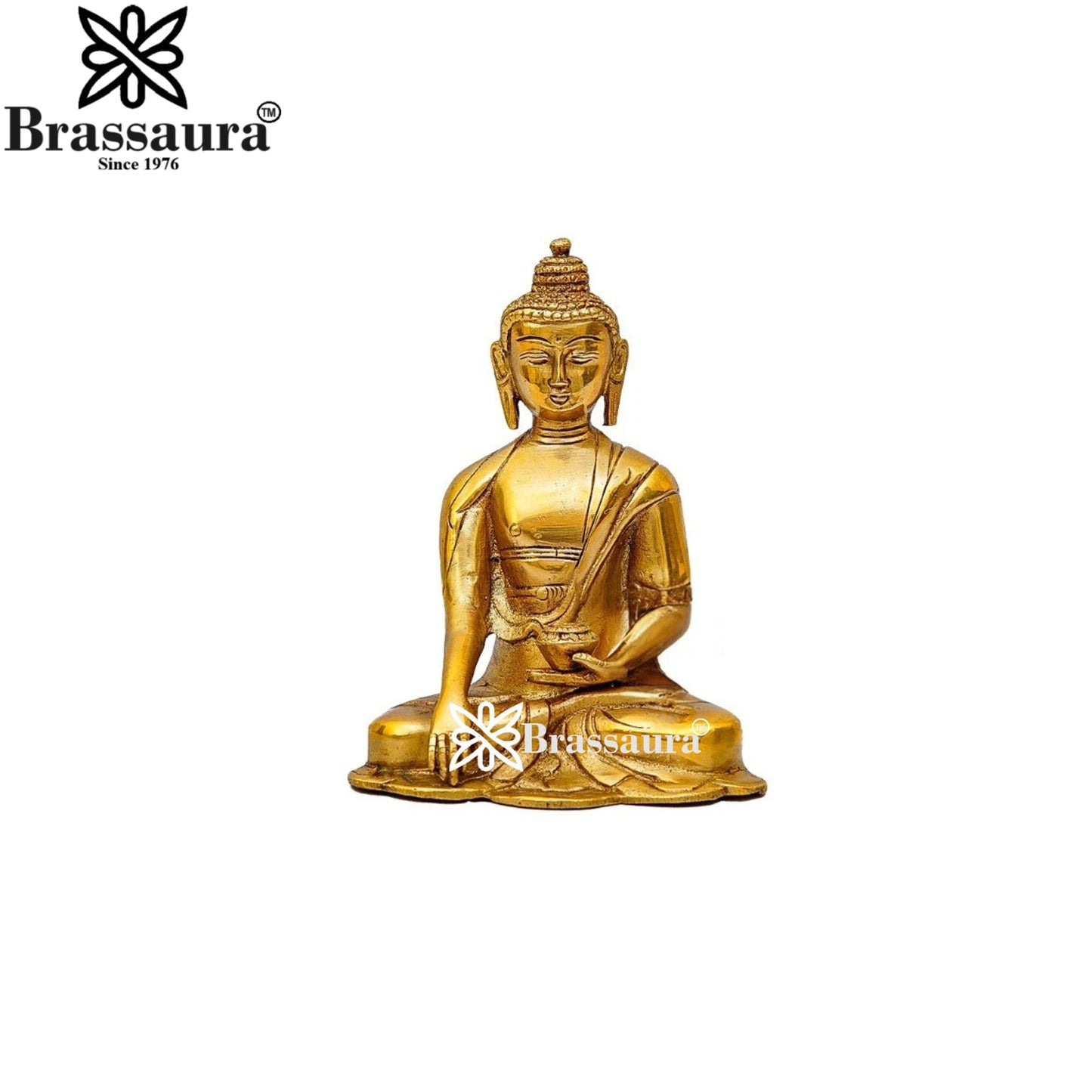Brass Bhumisprasa Buddha Weight 1.1 kg & Height 6.5 Inch