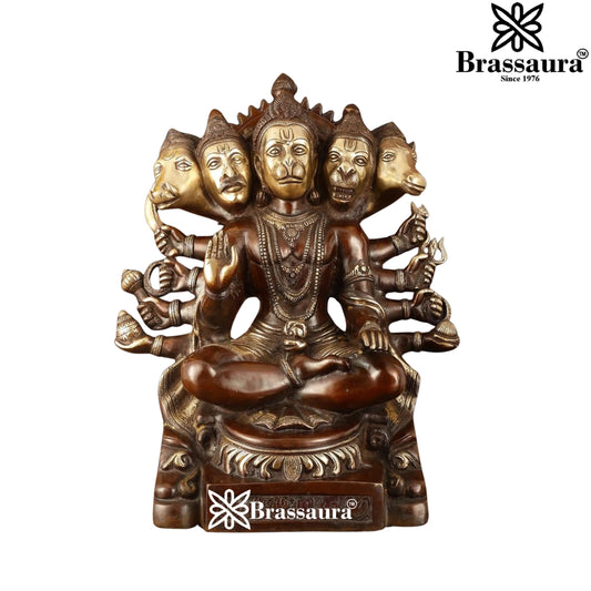 Brass Panchmukhi Hanuman Statue Weight 22 Kg And Height 17 Inch