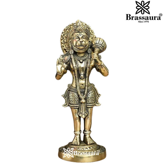 Brass Standing Hanuman Statue Weight 2.83 Kg And Height 11.2 Inch