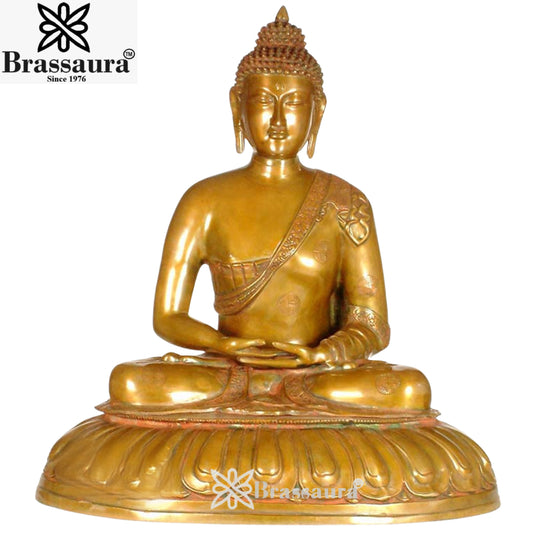 Brass Buddha Weight 3.4 Kg & Height 27.6 inch