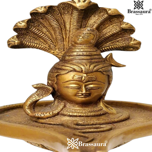 Brass Antique Shiva Head Shivling Weight 3 Kg & Height 10 Inch