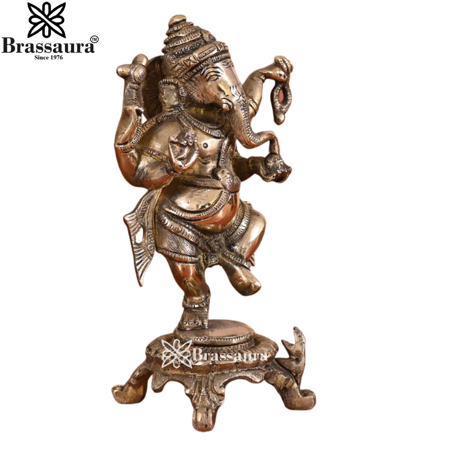Brass Ganesha Statue Weight 1.61 Kg & Height 8 Inch