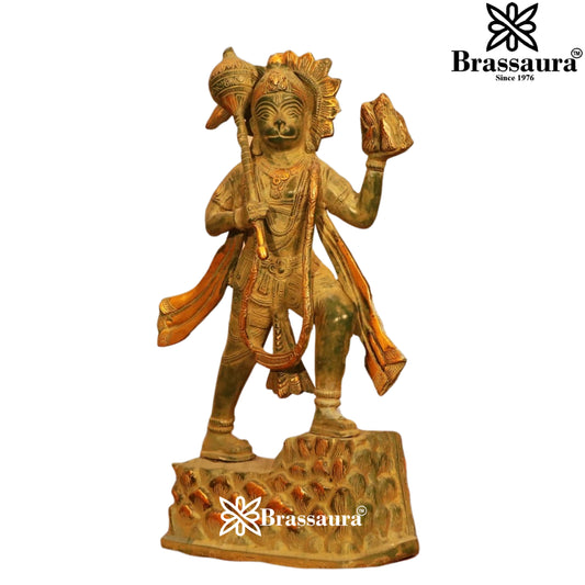 Brassaura™ Brass Hanuman Murti with Intricate Design – Height 16 Inches & Weight 4.5 Kgs