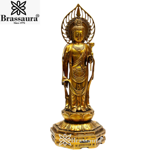 Brass Standing Buddha Weight 10 Kg & Height 23 Inch
