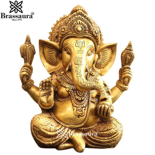 Brass Ganesha Statue Weight 2.3 Kg & Height 6 Inch