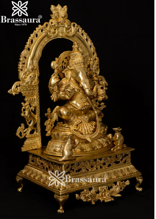 Brassaura™ Brass Ganesha Idol | Height 28 Inches & Weight 30 Kgs