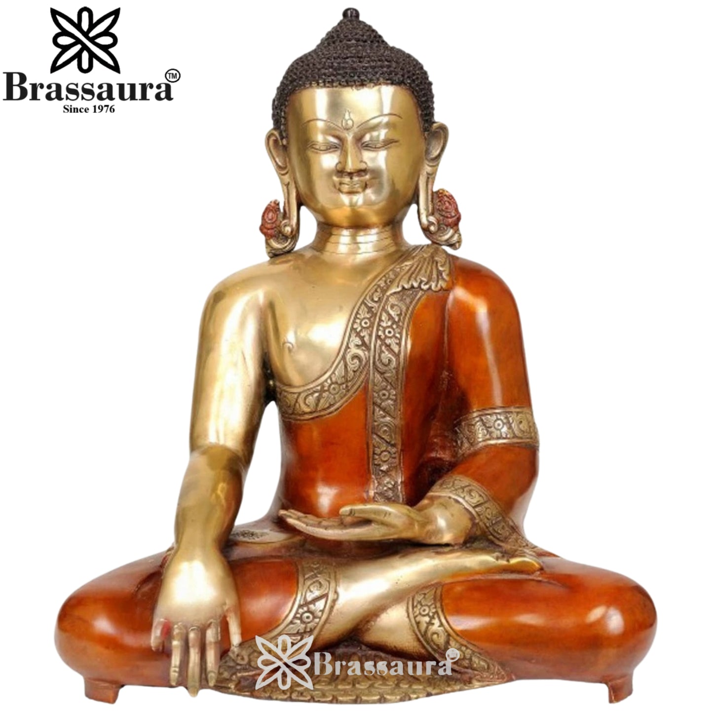 Brass Bhumisprasa Buddha Weight 11 kg & Height 14 Inch
