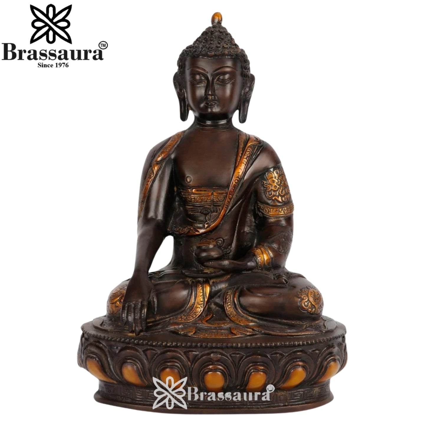 Brass Bhumisprasa Buddha Weight 4.2 kg & Height 12 Inch