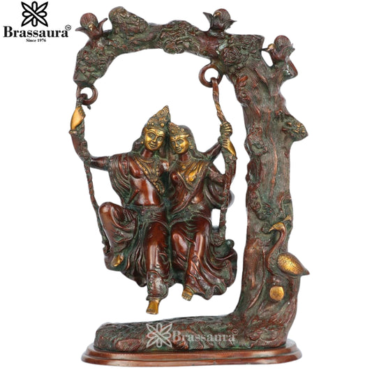 Brass Antique Radha Krishna Statue Weight 16 Kg And Height 22 Inch