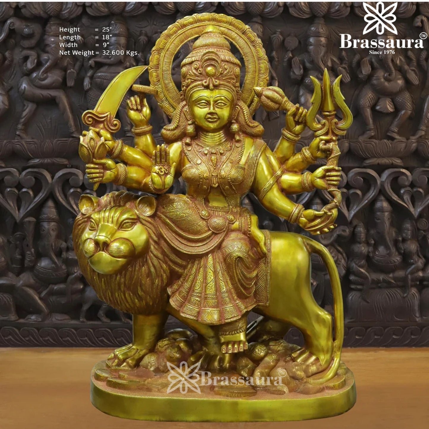 Brass Durga For Home And Décor And Gift Items Weight 32.6 kg Height 25 Inch