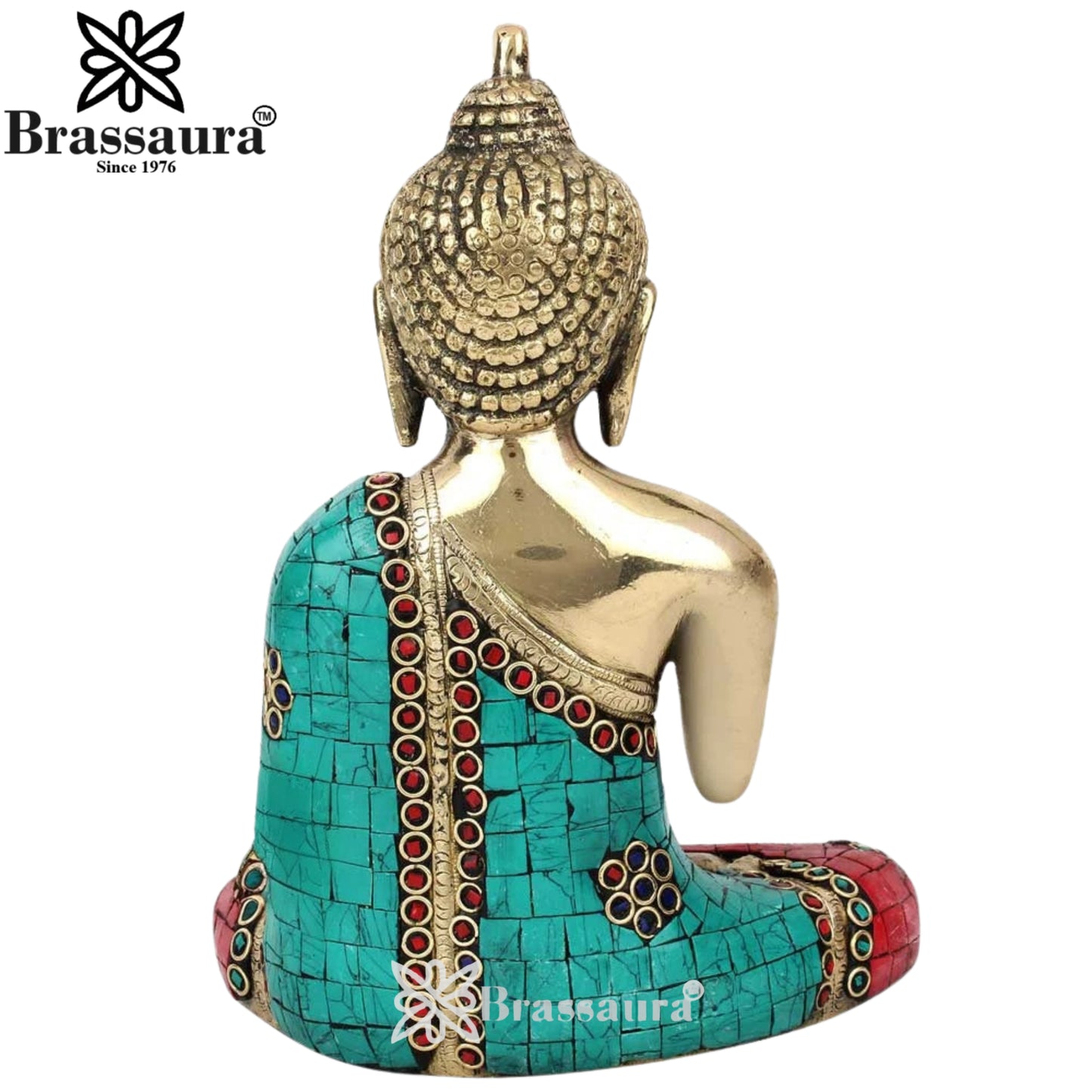 Brass Gem Stone Work Buddha Weight 2 kg & Height 8 Inch