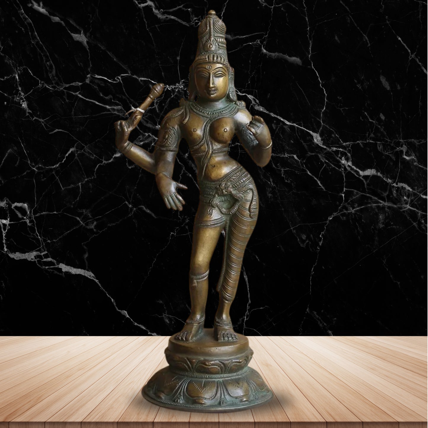 Brass Aardhnareshwar Statue Weight 3.15 Kg And Height 13.5 Inch