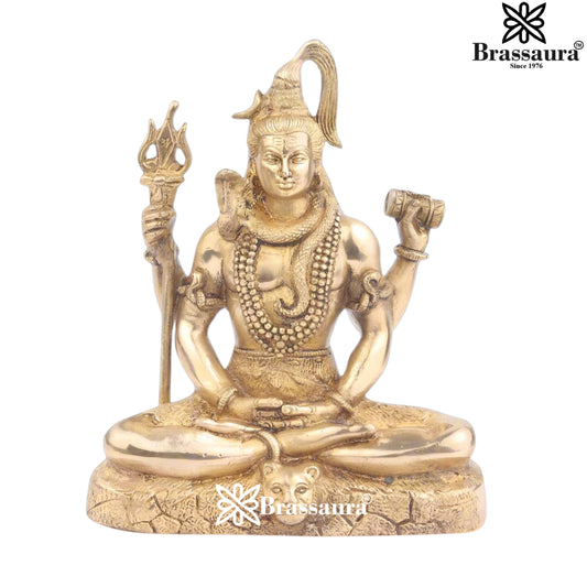 Brassaura™ Devotional Brass Lord Shiva Statue – Height 9 Inches & Weight 2.8 Kgs