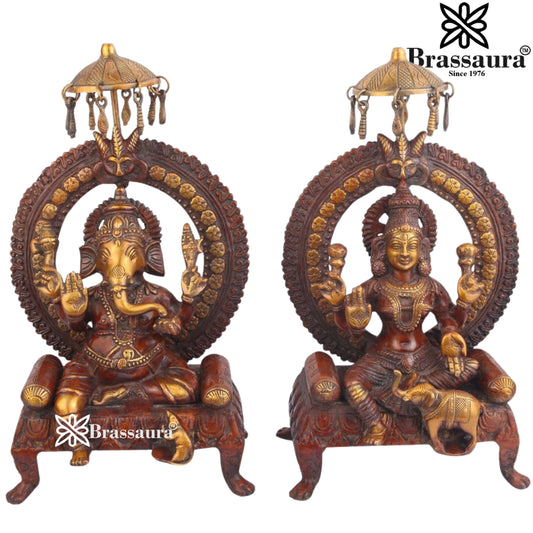 Brass Antique Lakshmi Ganesh Weight 17 Kg & Height 18 Inch