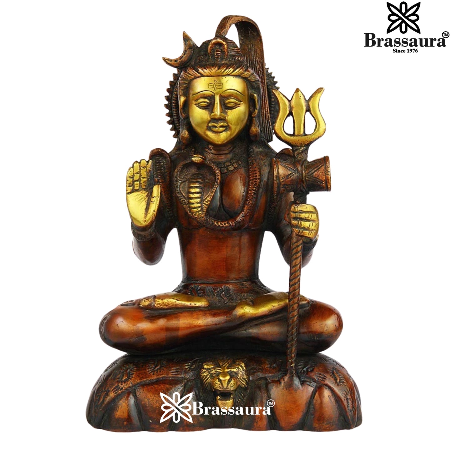 Brassaura™ Majestic Brass Shiva Murti – Height 10 Inches & Weight 3 Kgs | Devotional Idol