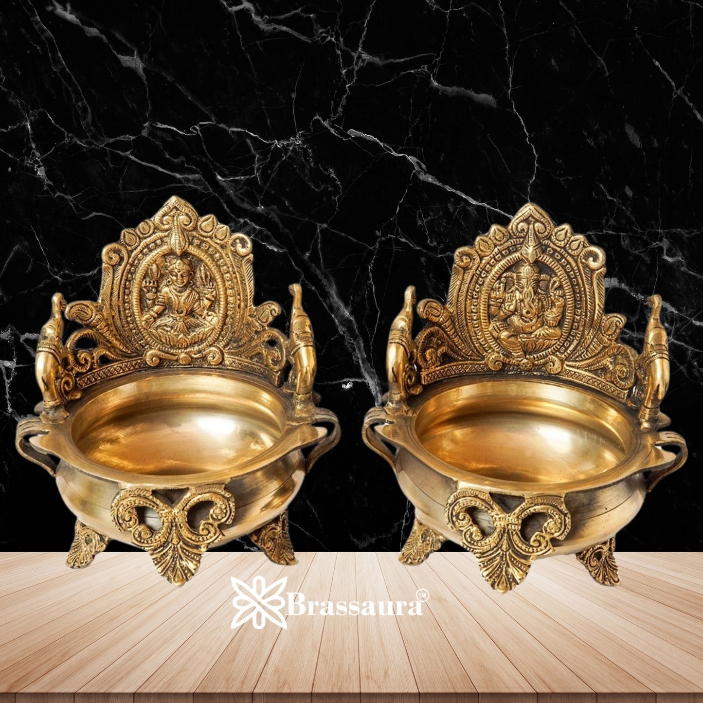Brass Antique Lakshmi Ganesh Weight 3.45 Kg & Height 7.8 Inch