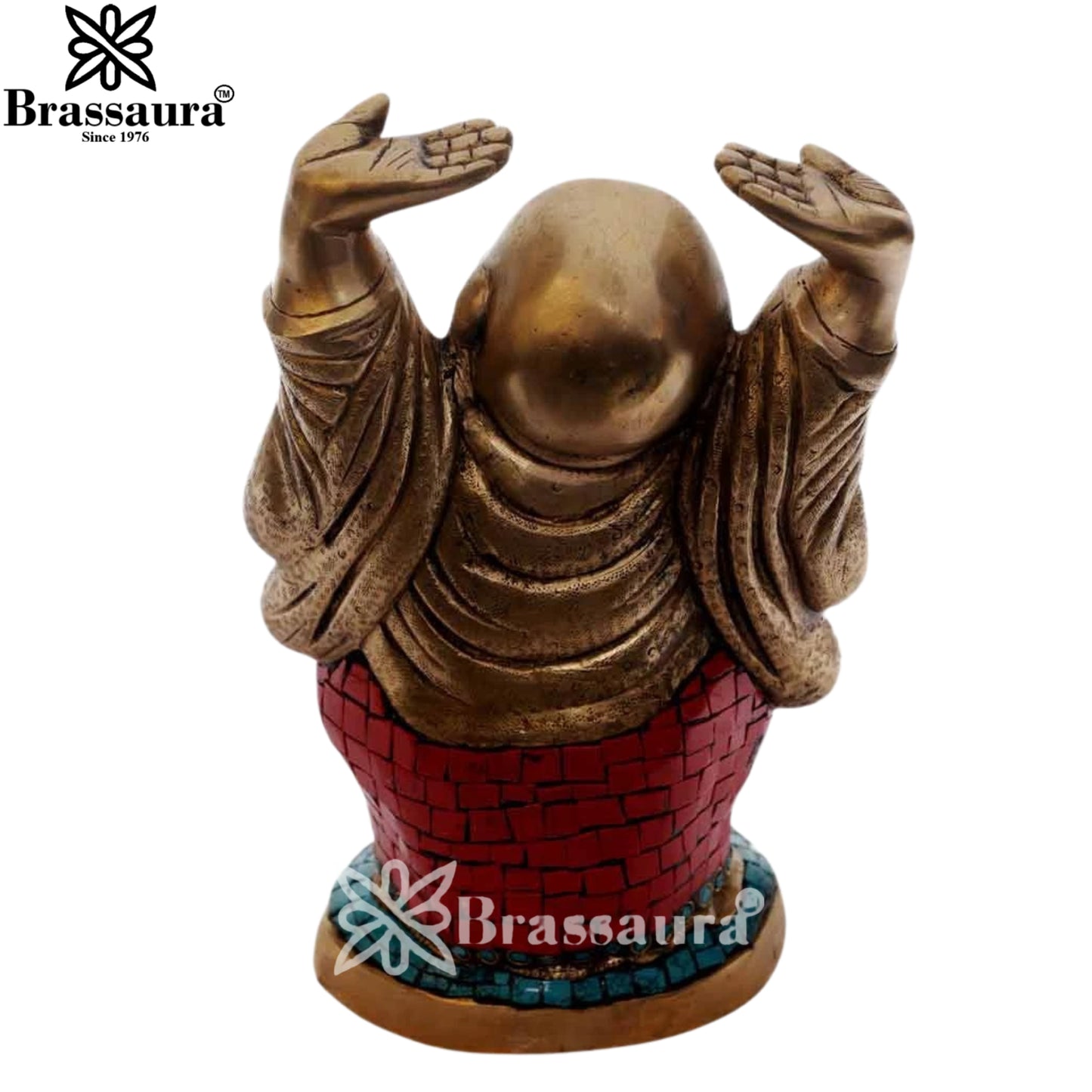 Brass Gem Stone Work Standing Buddha Weight 5.5 Kg & Height 11 Inch