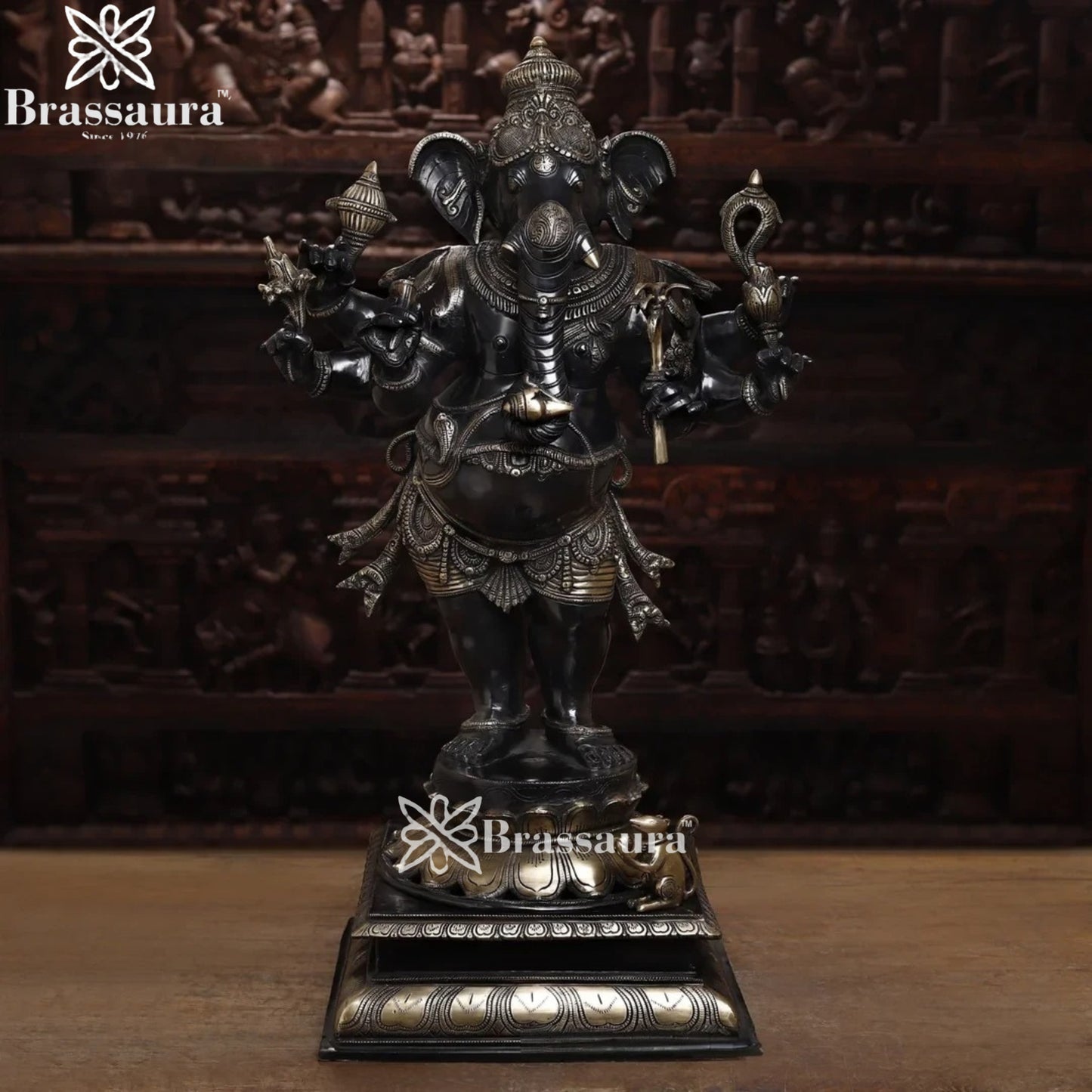 Brass Standing Ganesha Weight 49 Kg & Height 36 Inch