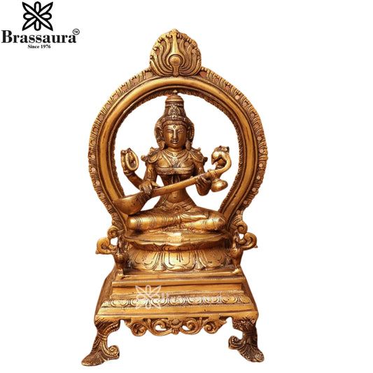 Brass Saraswati Statue Weight 4.9 Kg And Height 13 Inch