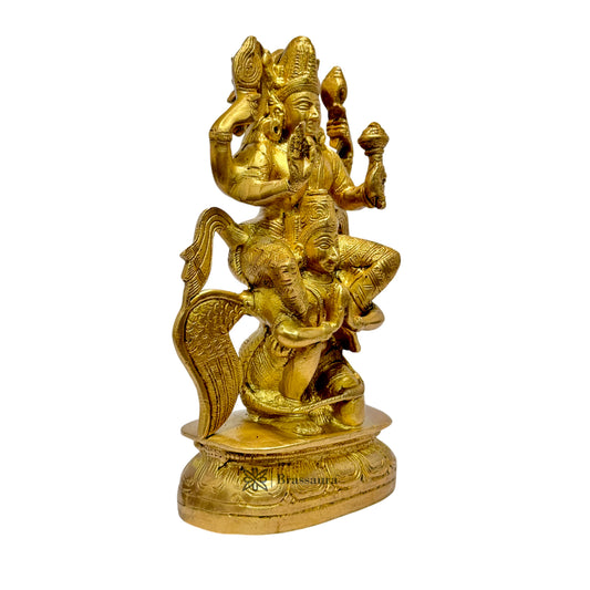 Brassaura® Vishnu Garuda Brass Statue | Antique Brass Finish | Height 9 Inches