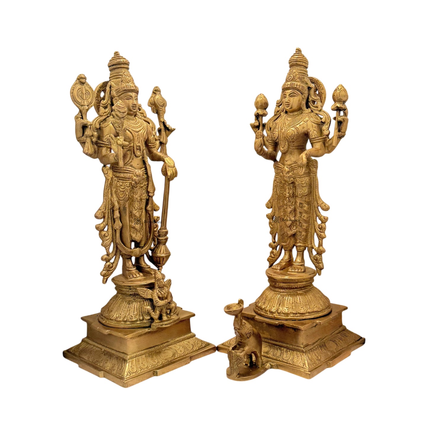 Brass Golden Vishnu Laxmi Murti Home Decor and Gift Weight 9.5 Kg Height 40 cm