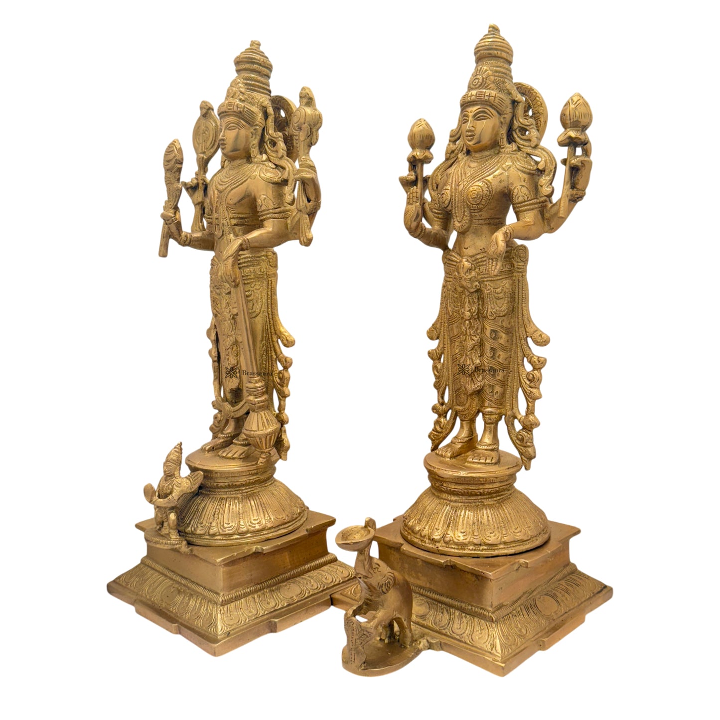Brass Golden Vishnu Laxmi Murti Home Decor and Gift Weight 9.5 Kg Height 40 cm