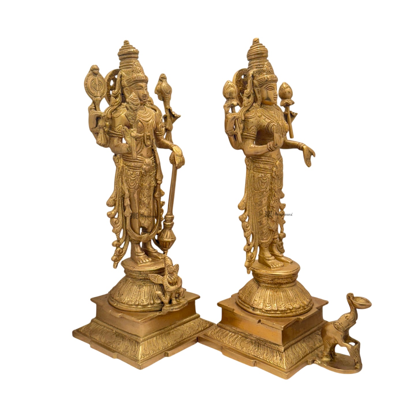 Brass Golden Vishnu Laxmi Murti Home Decor and Gift Weight 9.5 Kg Height 40 cm