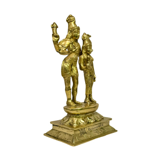 Brassaura® Standing Shiva Parvati Brass Statue | Divine Couple Idol | Height 9 Inches