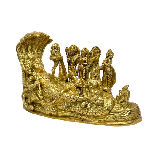 Brassaura™ Brass Vishnu Laxmi – Height 6.4 Inches & Weight 2.2 Kgs | Handcrafted Divine Couple Statue for Home Temple