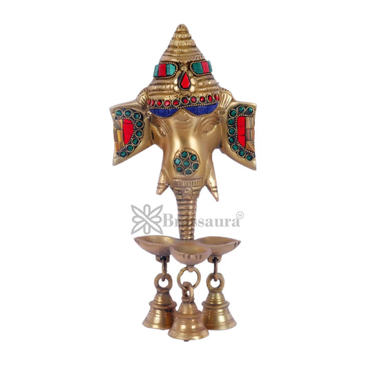 Ganesha Diya Wall Hanging Lamp – Height 9.5 Inches, Weight 1.2 Kgs