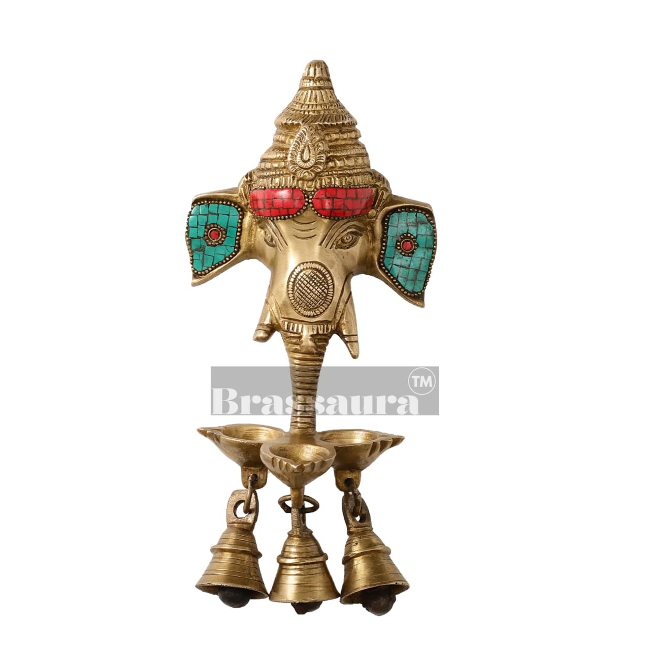 Ganesha Diya Wall Hanging Lamp – Height 9.5 Inches, Weight 1.2 Kgs
