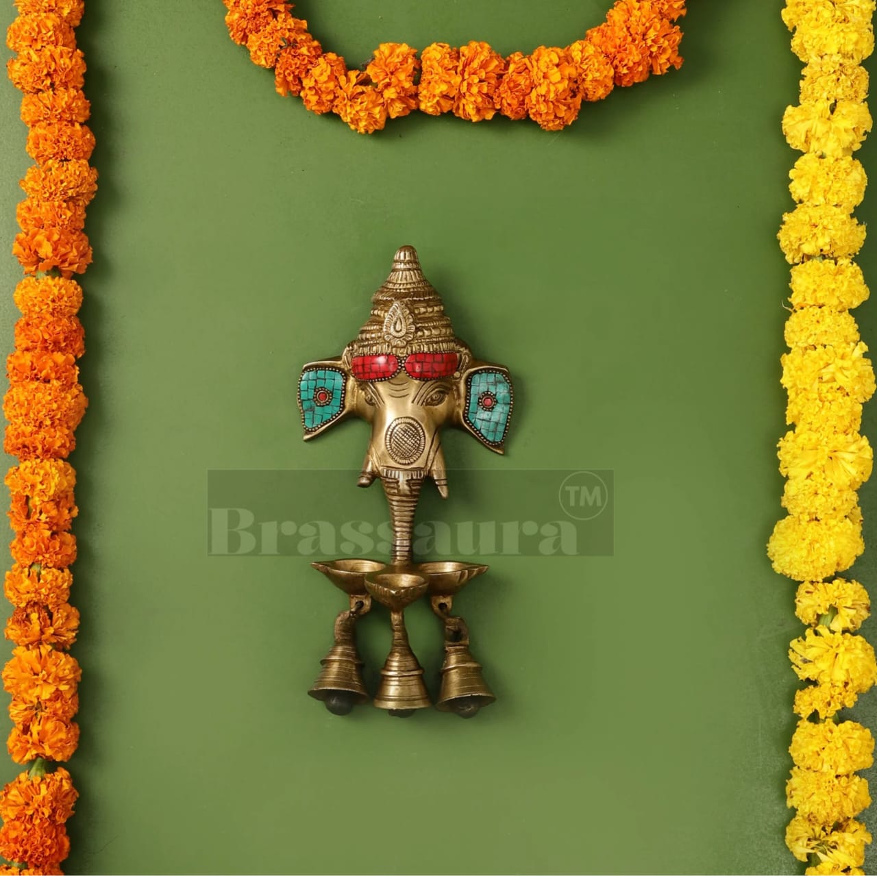 Ganesha Diya Wall Hanging Lamp – Height 9.5 Inches, Weight 1.2 Kgs