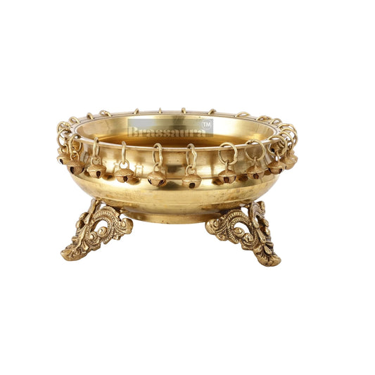 Brassaura™ Brass Urli with Stand – 2.25 kgs, 5 Inches Height – Elegant Home Decor Accent