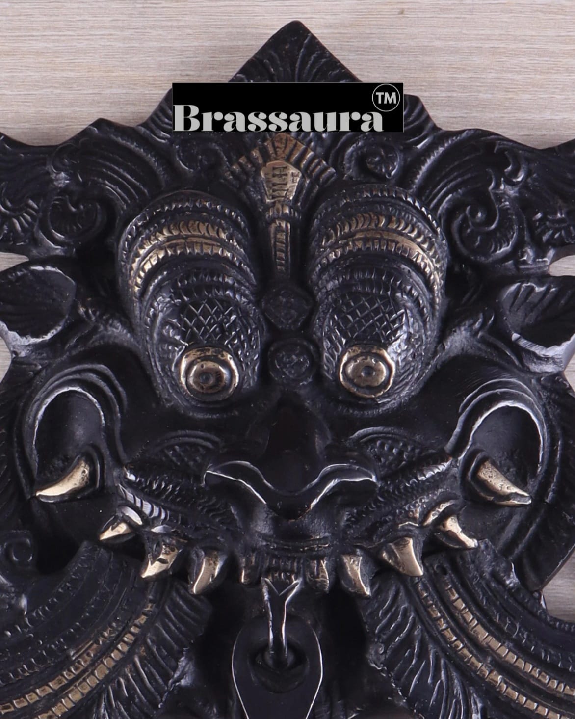 Brassaura™ Brass Kirtimukha Yali Wall Hanging – Height 11 Inches & Weight 1.6 Kgs