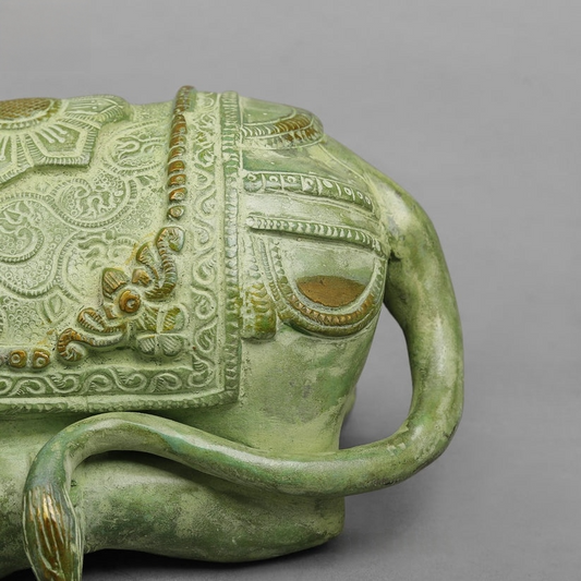 Handcrafted statue Brass Nandi Green Finish 7 Inches