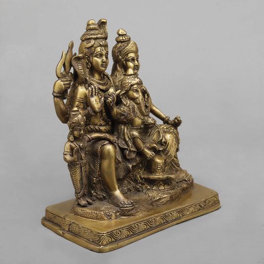 Brassaura® Brass Shiv Family Statue | Height 9.5 Inches