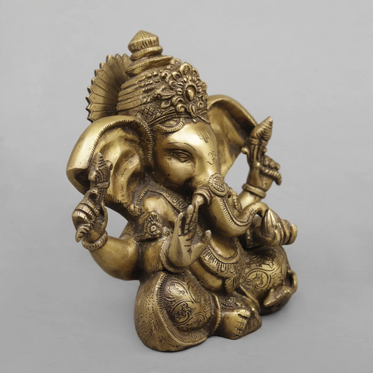 Brassaura® Brass Ganesha Statue | Height 9 Inches