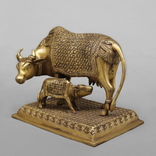 Brassaura® Brass Nandi Cow Statue | Height 7.5 Inches