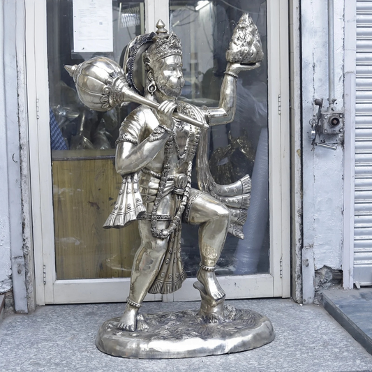 Brassaura® Brass Parvat Hanuman Statue | 62 Inch Large Hanuman Idol | Handcrafted Brass Murti for Temple & Home Décor