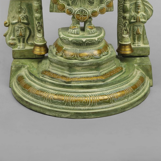 Brassaura® Brass Tirupati Balaji Idol with Arch | 22 Inch Divine Brass Statue | Handcrafted Balaji Murti for Home & Temple