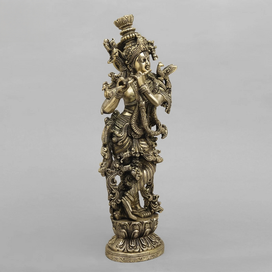 Brassaura® Brass Krishna Statue | Height 14 Inches